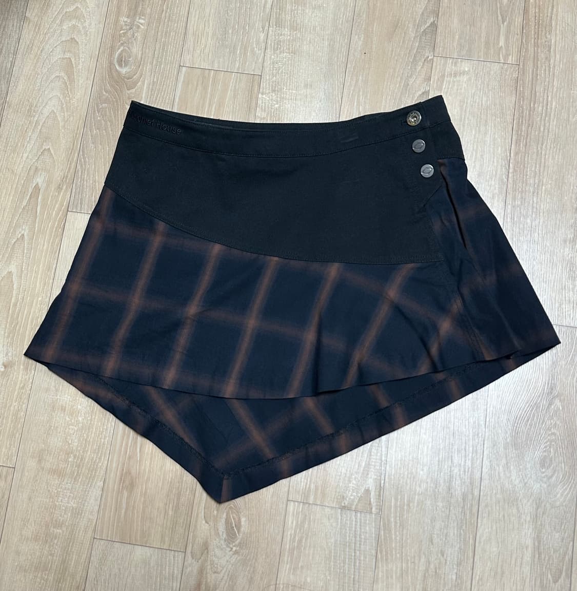 미스치프 어시메트릭 투톤 미니 스커트 블랙 멀티 S 상품이미지2