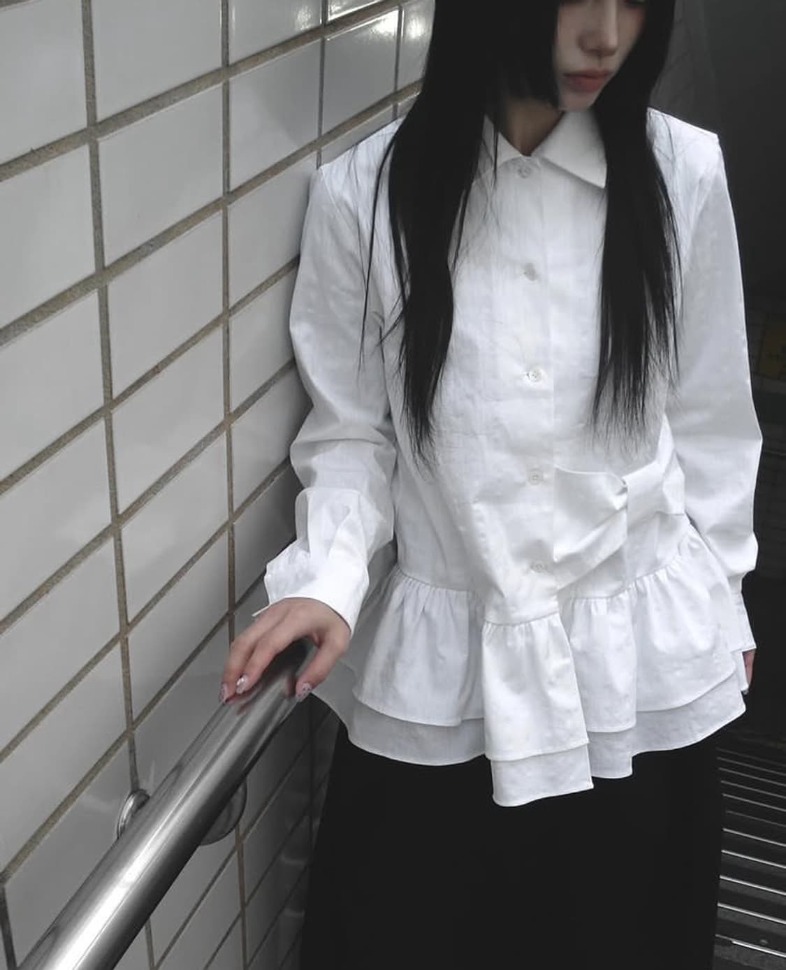 체메씨 리본 보우 프릴 셔츠 상품이미지3