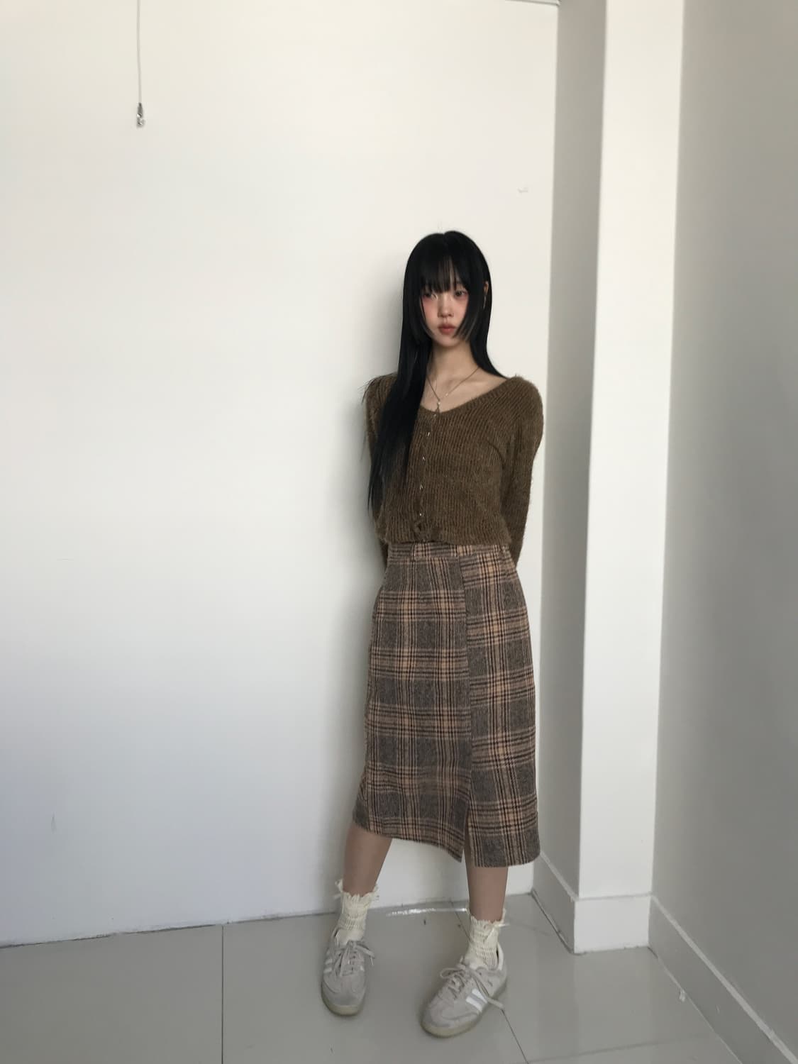 Check slit skirt 상품이미지4