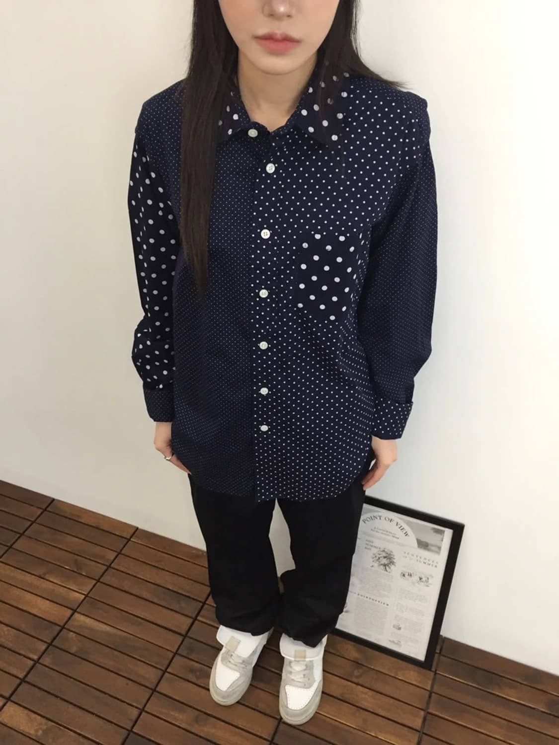 J.FERRY MEN Navy Dot Shirt 상품이미지2