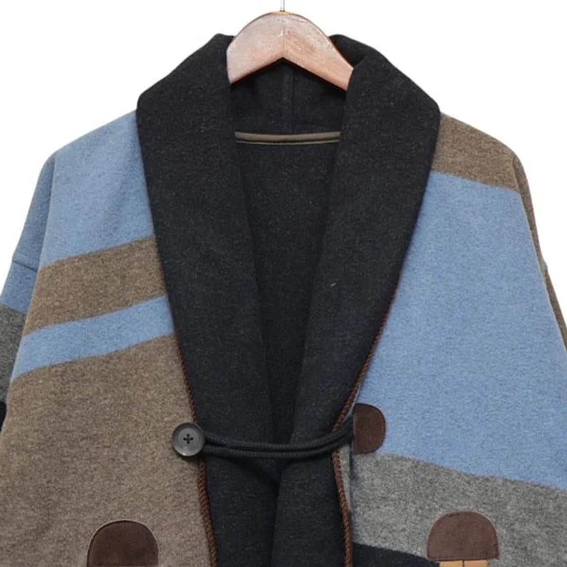 KOLOR RANDOM BORDER DOUBLE CROSS COAT - 상품이미지3