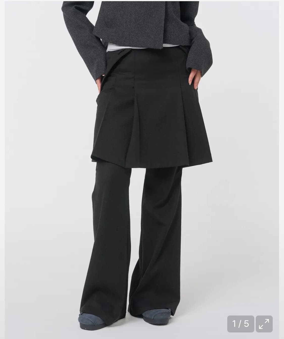 미세키서울 플리츠 미디 스커트 팬츠 세트 블랙 1 상품이미지1