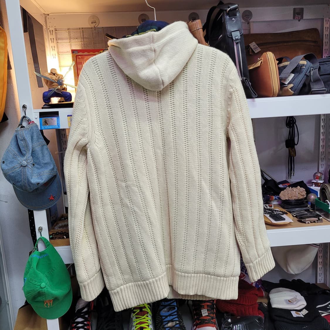 빈폴 아이보리색 후드 꽈배기 니트 집업 떡볶이 가디건 코트 상품이미지2