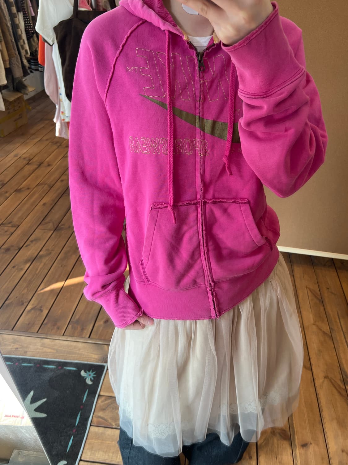 나이키 핫핑크 로고 후드집업 상품이미지2