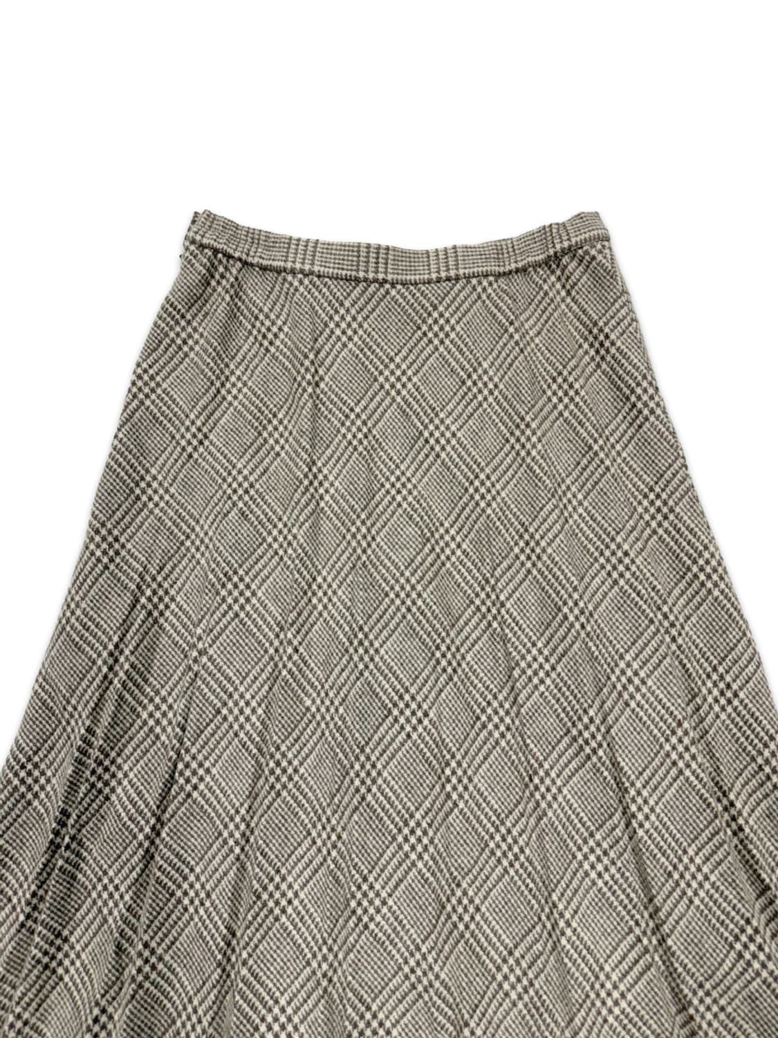 빈티지 브라운 체크 레이스 롱 스커트 상품이미지3
