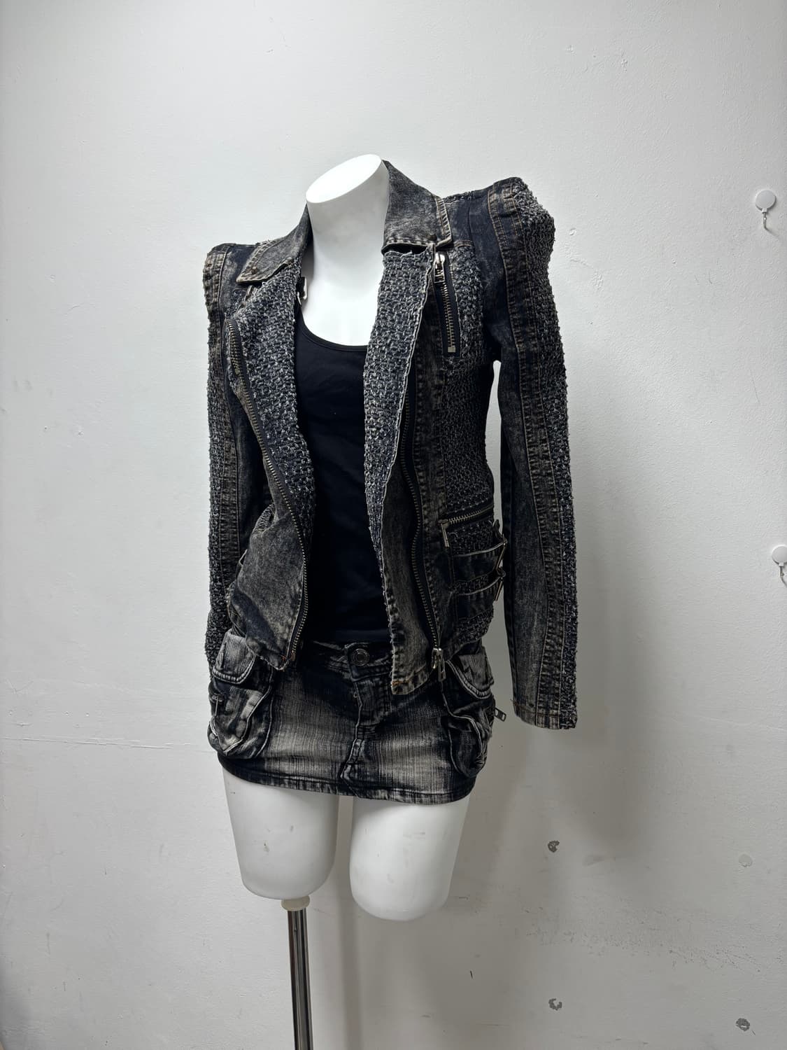 [Y2K] Rare Design Side Buckle Biker Jack 상품이미지8