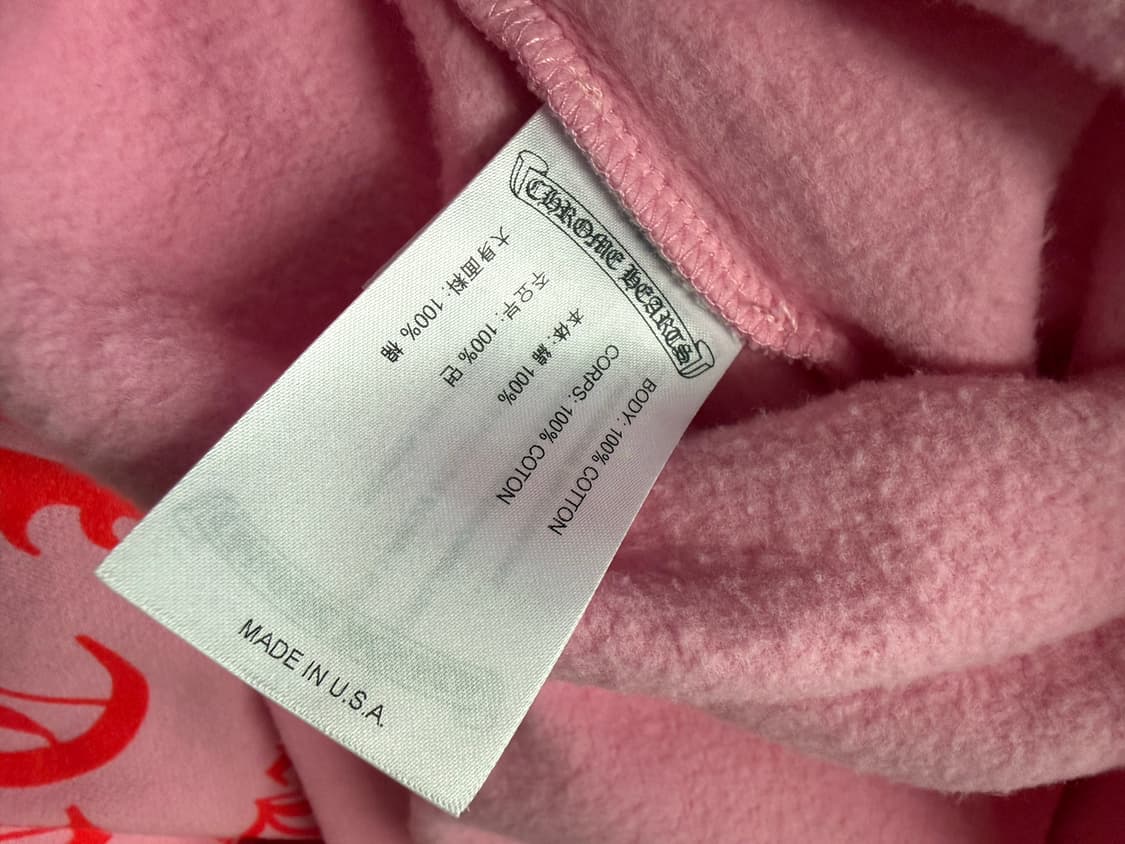 [L] 크롬하츠 백 USA 스크립트 로고 핑크 후드 상품이미지7