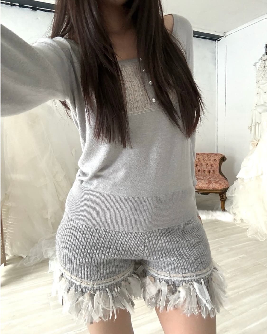 Light gray knit short pants 상품이미지9