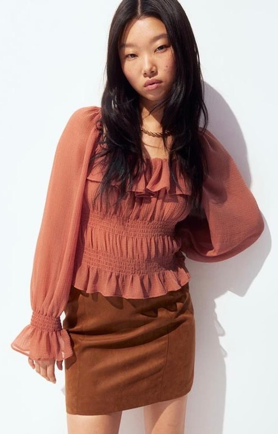 h&m 스퀘어넥 셔링 블라우스 (S) 상품이미지1