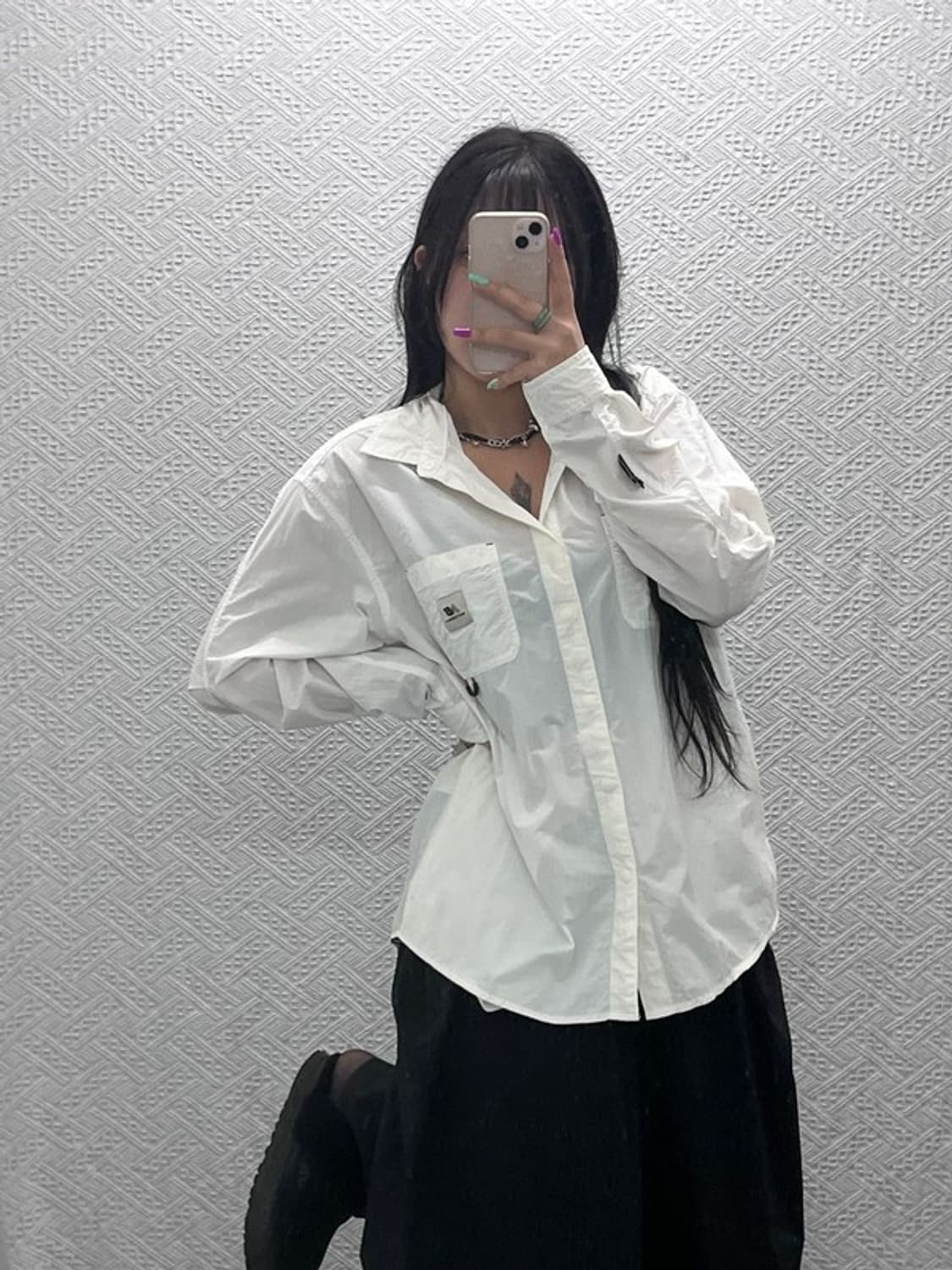 뉴발란스 올드스쿨 빈티지 투포켓 크림 워크 셔츠 M C07265 상품이미지1