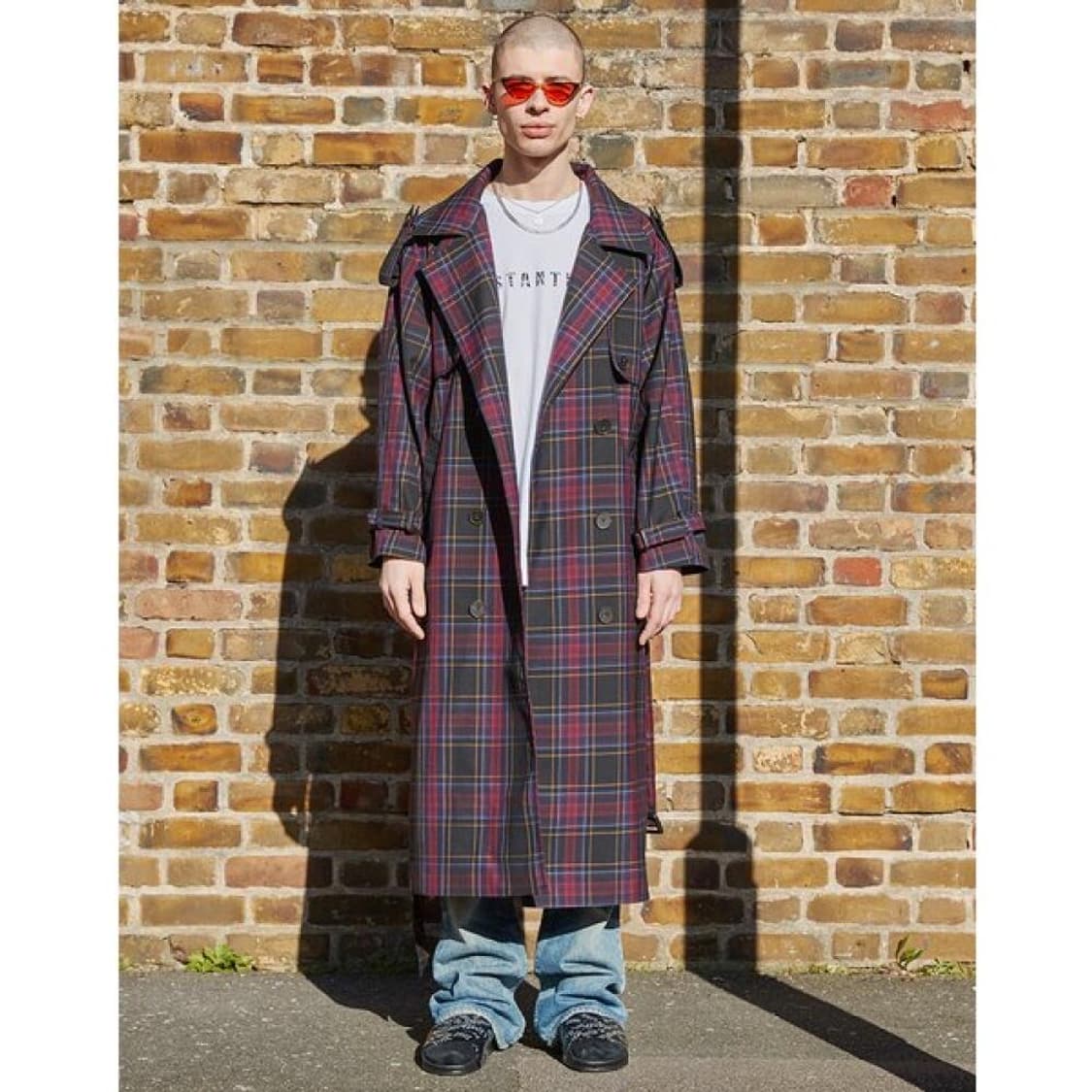 인스턴트펑크 네이비 체크 트렌치 코트 상품이미지1