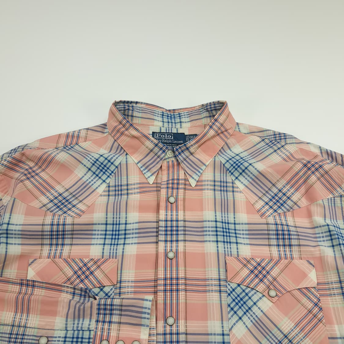 CN703 2XLT 폴로 랄프로렌 빈티지핑크 웨스턴 체크 긴팔 셔츠 남방 상품이미지3