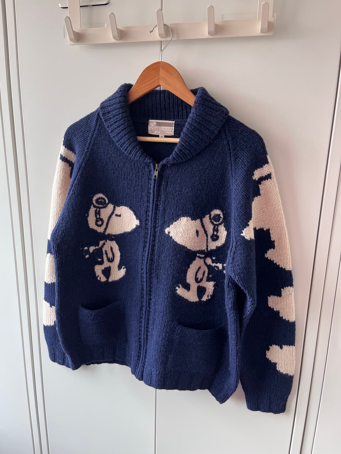 (Rare) Peanuts 피너츠 스누피 울 코위찬 집업 상품이미지6