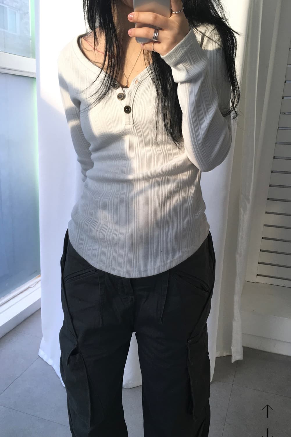 easeas 이즈이즈 라이너 버튼 라운드 롱슬리브 상품이미지2