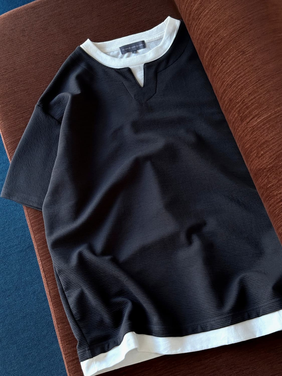 Fake layered neck H/S top 상품이미지3