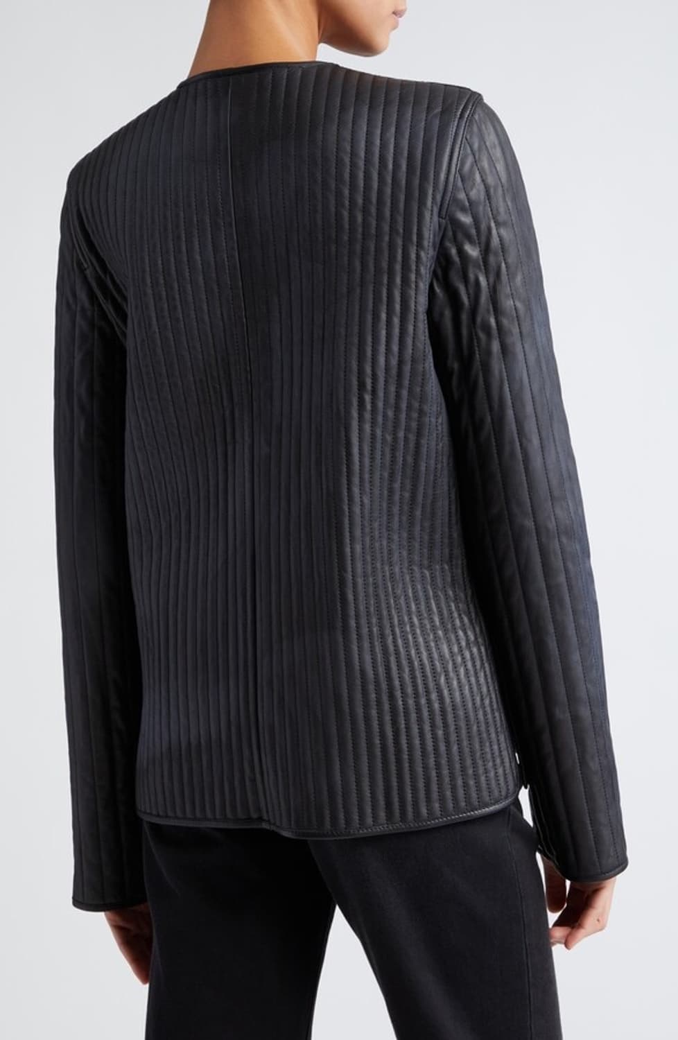 TOTEME 토템 퀼티드 램스킨 레더 라이너 자켓 블랙 36사이즈 상품이미지7