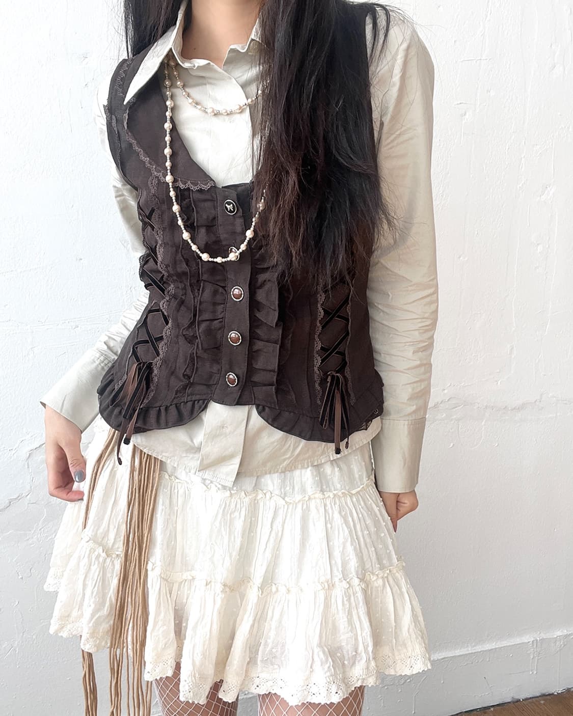 Ivory lace frill skirt 상품이미지5
