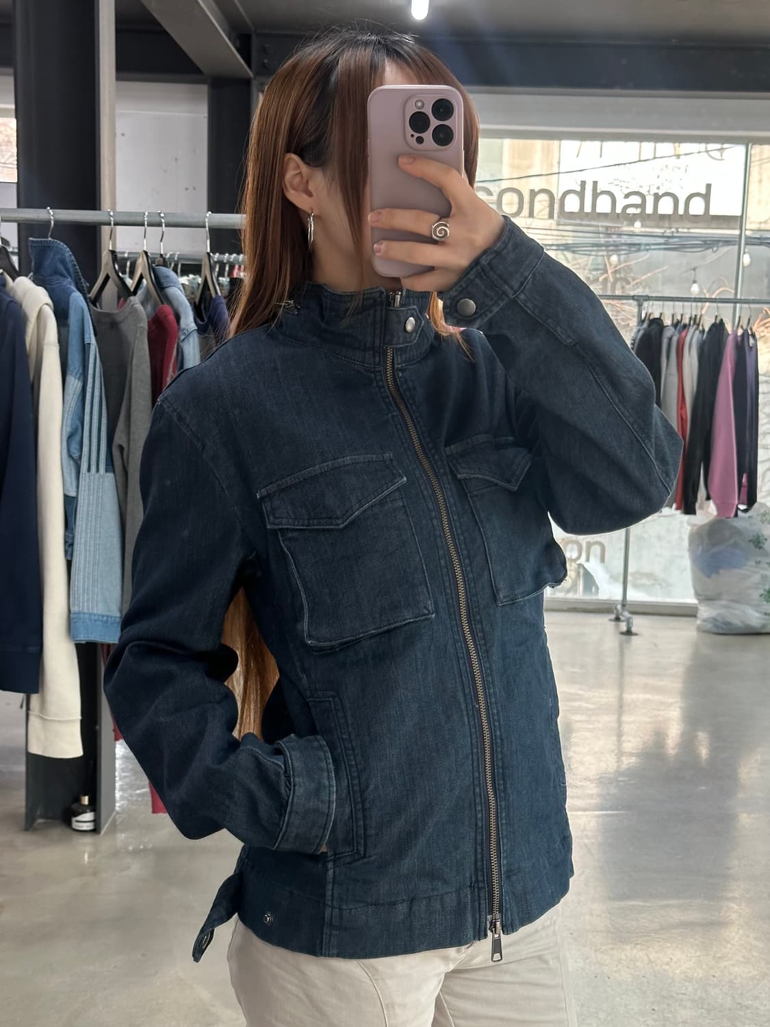 빈티지 Y2k 포켓 투웨이 넥버클데님자켓 상품이미지2