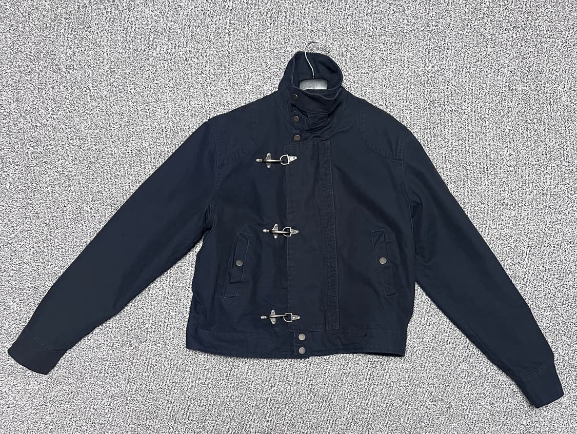 Button Decor Stand Collar Jacket 네이비 상품이미지1