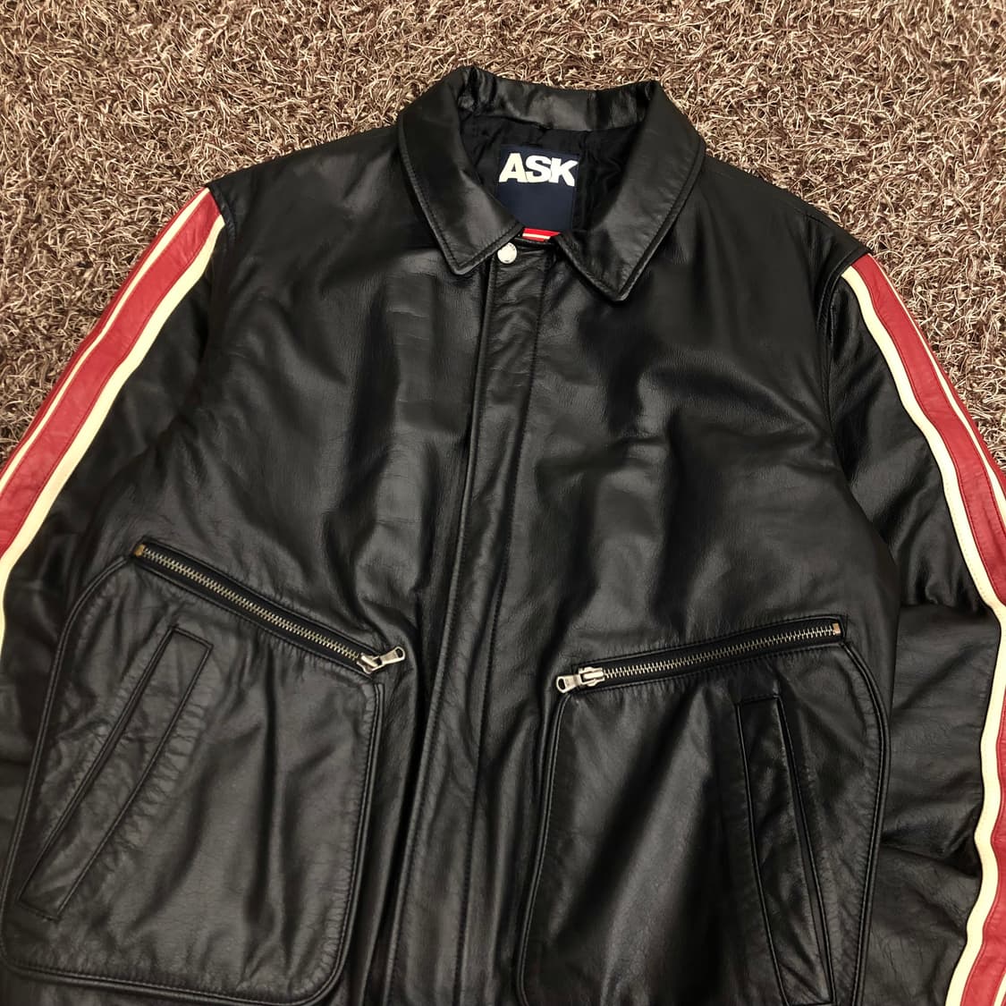 ASK 소가죽 사이드라인 레더 가죽 A-2 자켓 상품이미지2