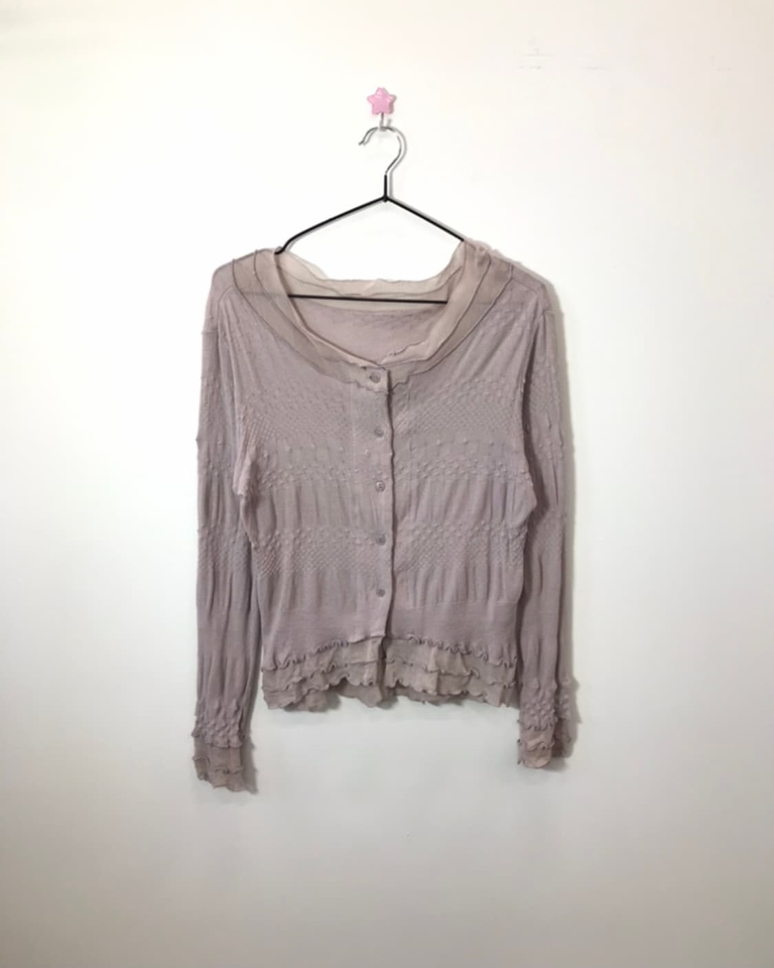 Jpn Pastel Lavender Ruffle Lace Cardigan 상품이미지1