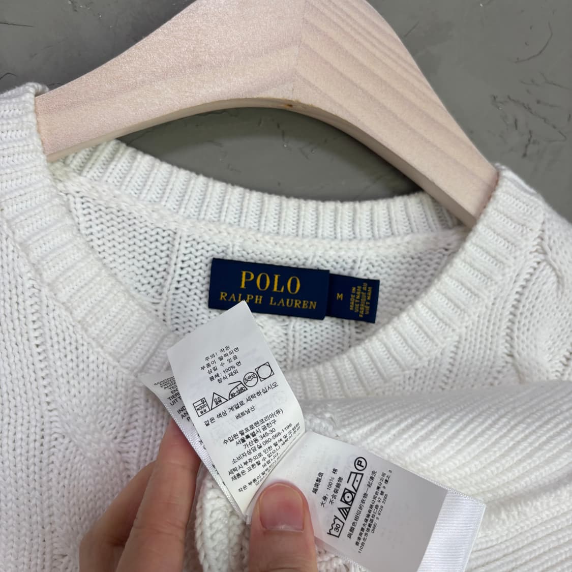 폴로 랄프로렌 꽈배기 니트 가디건 화이트 상품이미지3