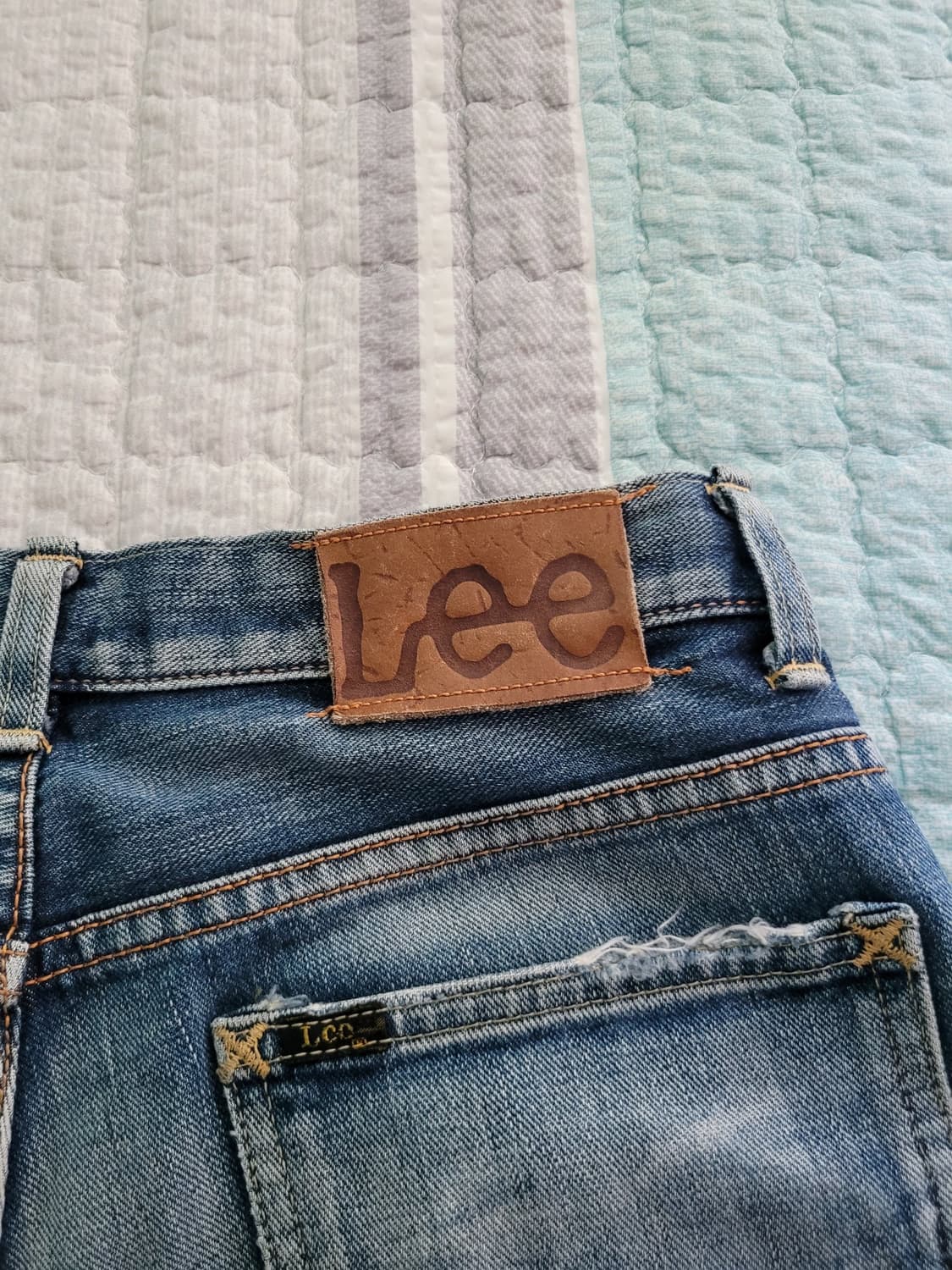 재팬 리 Lee 유니온메이드 샌포라이즈드 빈티지연청 칠부데님 30사이즈 상품이미지8