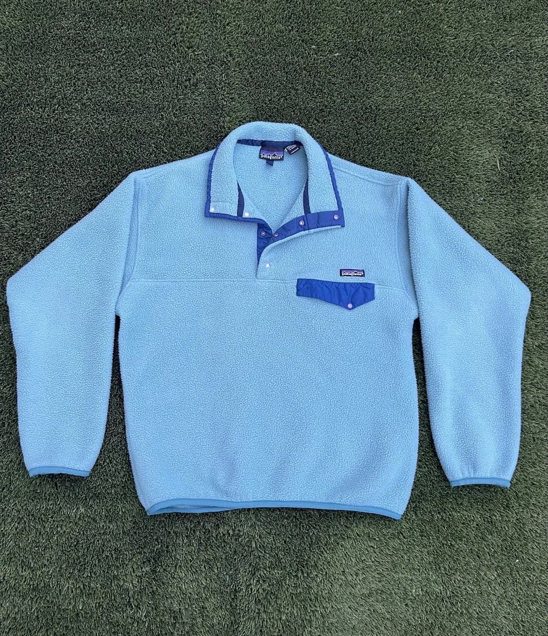 90s 파타고니아 신칠라 스냅-T 라이트블루/네이비 자메이카 상품이미지1