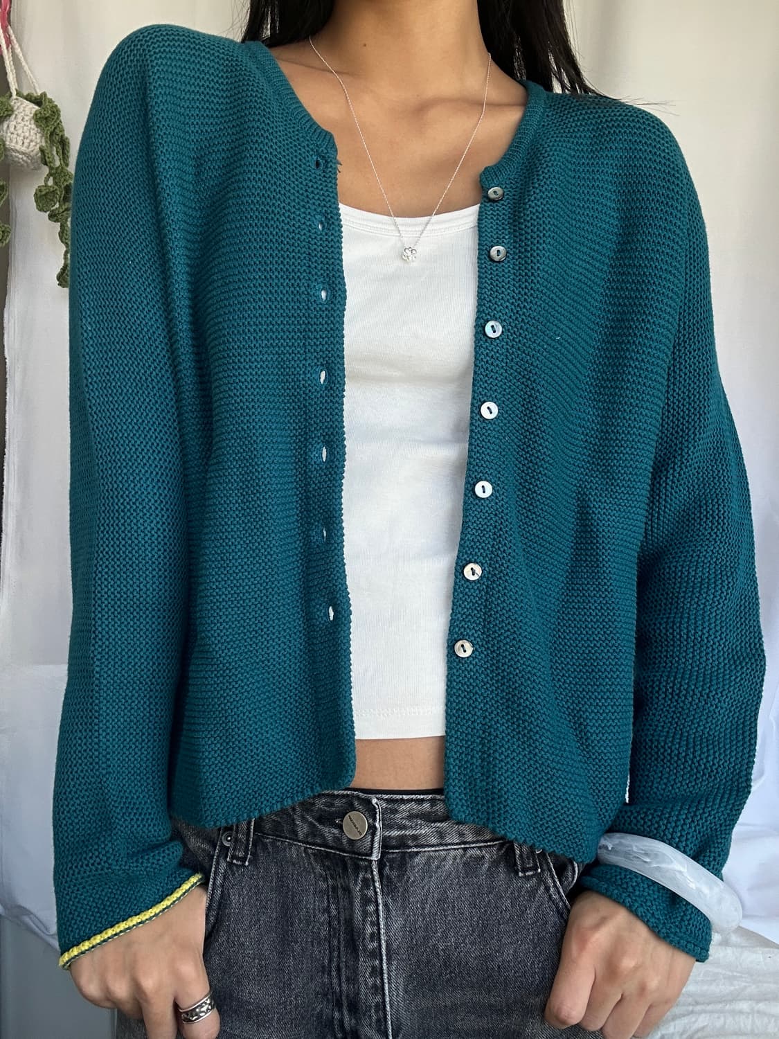 빈티지 청록 니트 가디건 상품이미지5