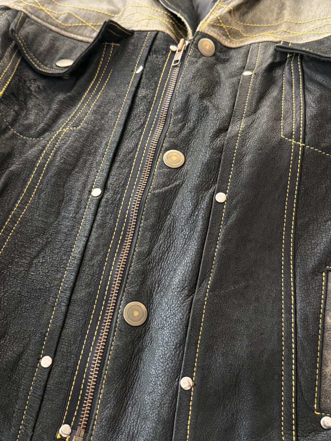 80s 90s leather jacket 웨스턴 트러커 가죽 자켓 상품이미지6