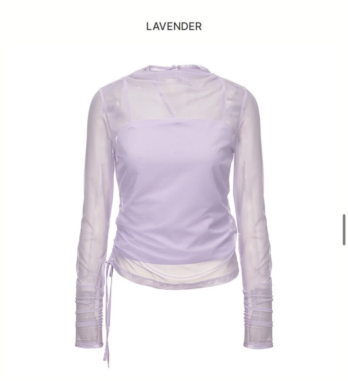 레이브-Side Shirring Layered Blouse 라벤더 색상 상품이미지2