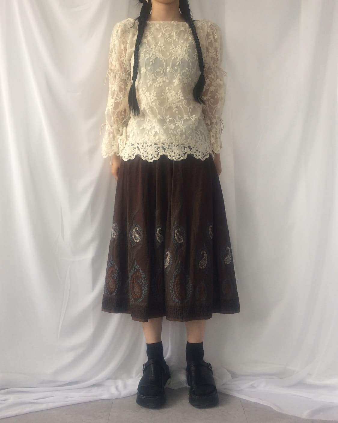 Tied point ornament pattern blouse 상품이미지7