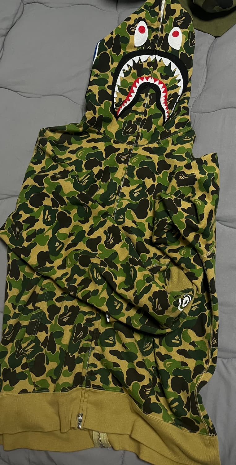베이프 ABC 카모 샤크 후드집업 그린 양면 지퍼 희귀제품 상품이미지10