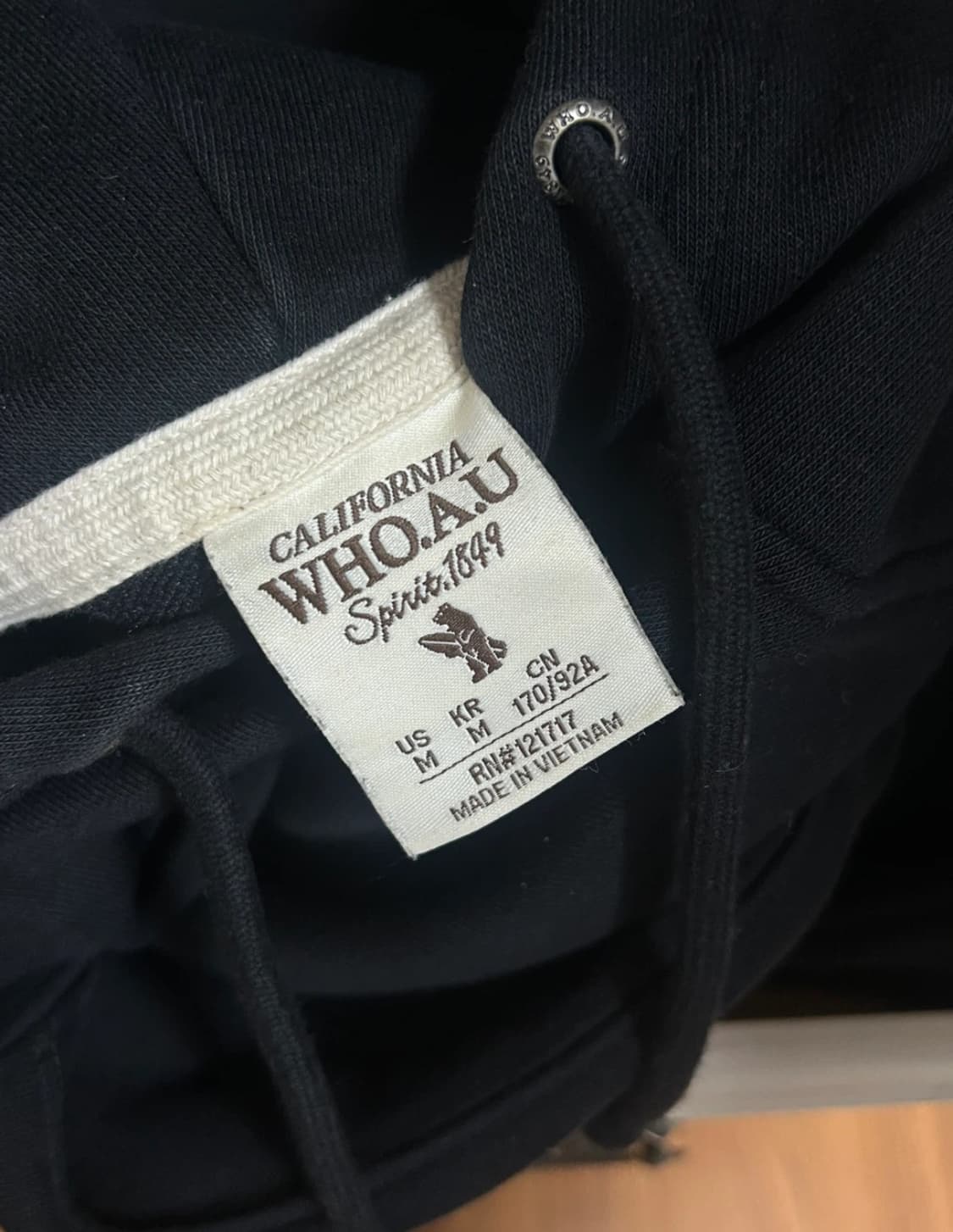 후아유 자수 후드티 M 블랙 상품이미지2