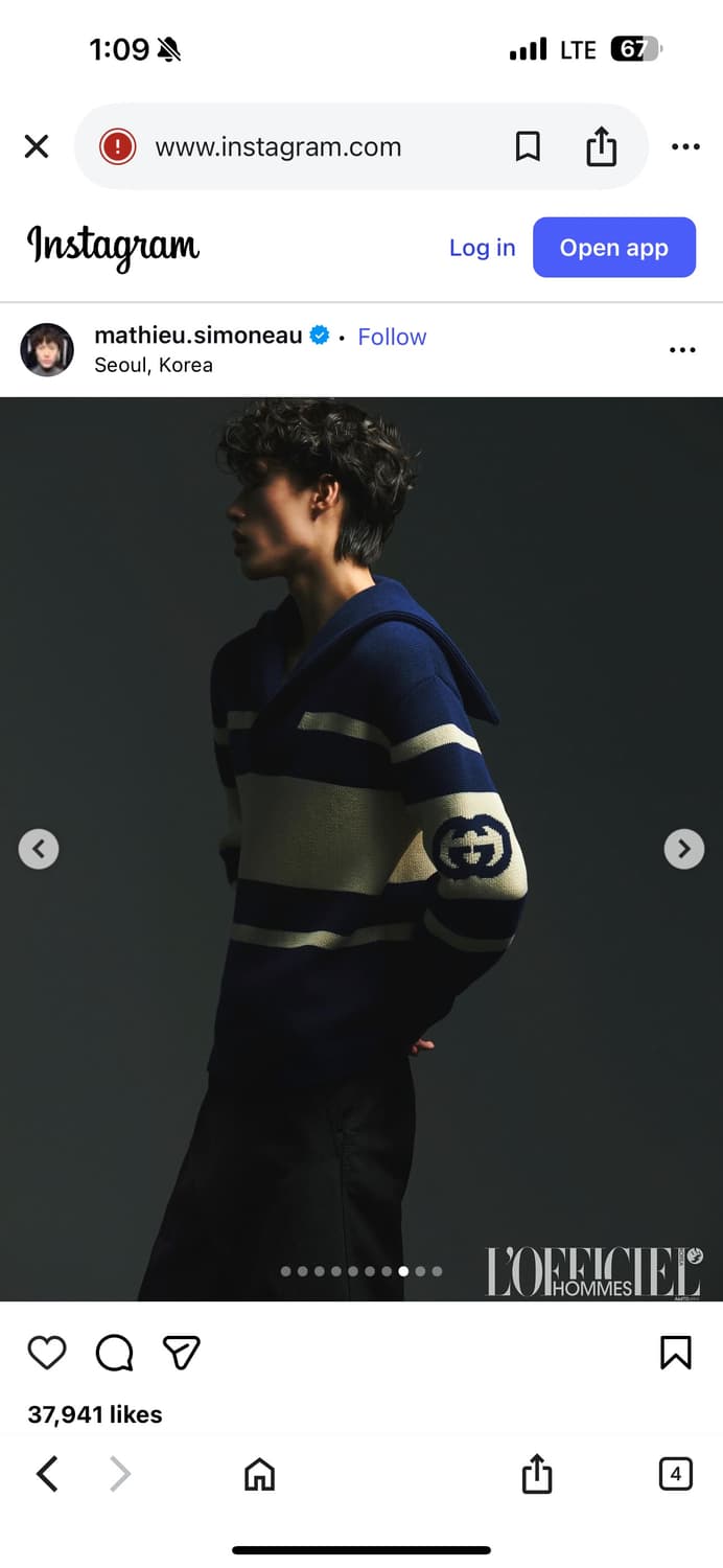 24ss 구찌 니트 코튼 점퍼 인터로킹 G 블루 아이보리 상품이미지2