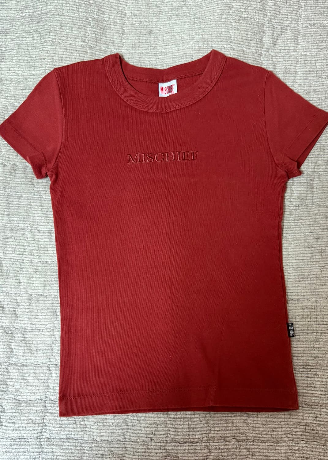 미스치프 핏티드 베이직 반팔 (레드) 상품이미지2