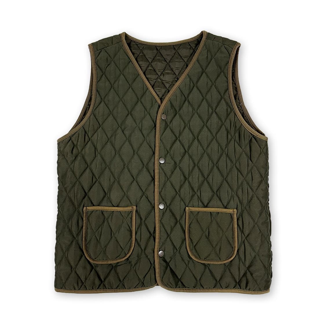 카키 누빔 퀼팅 베스트 상품이미지1