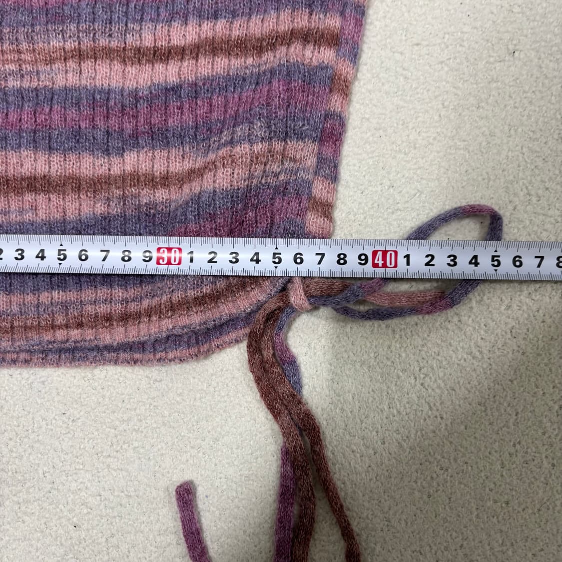 M 에잇세컨즈 퍼플 스트라이프 셔링 리본 타이 울니트 티셔츠 1210-1 상품이미지7