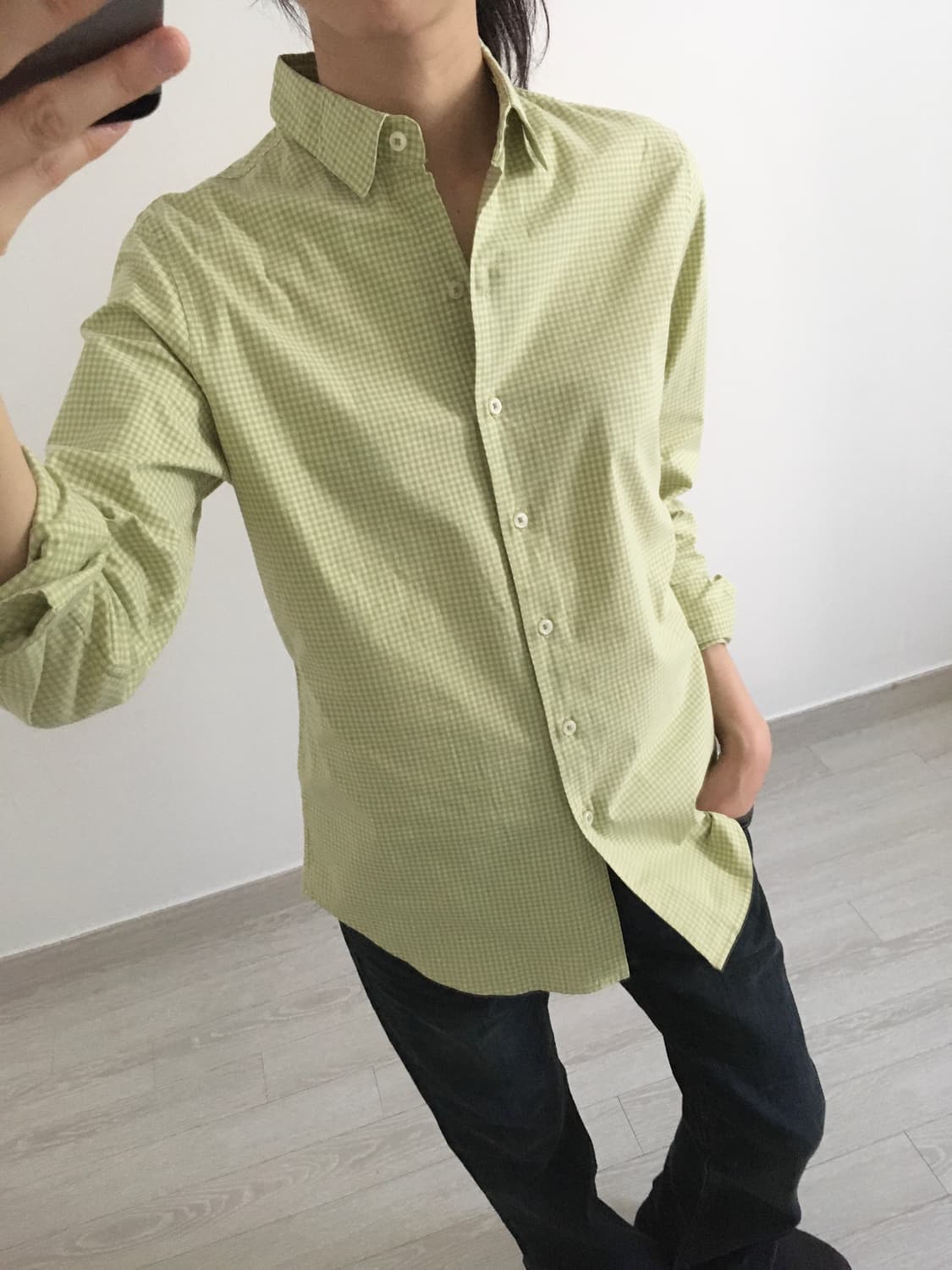 lime check shirt 상품이미지3