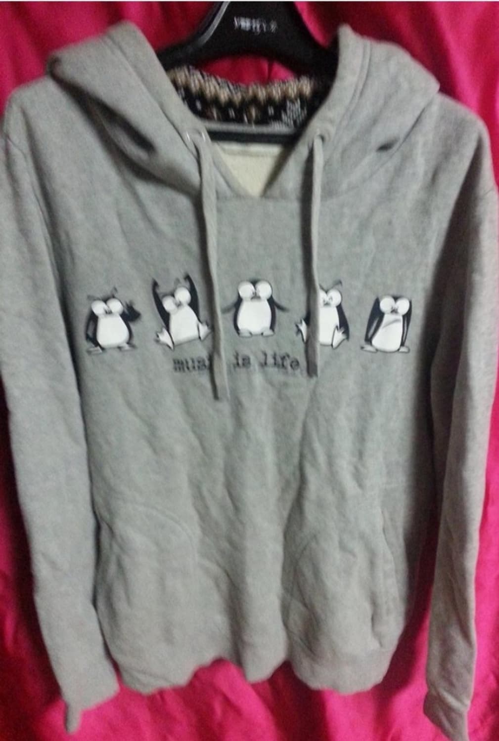 JOFF 조프 팽귄 프린트 기모 후드 티셔츠 100 상품이미지1