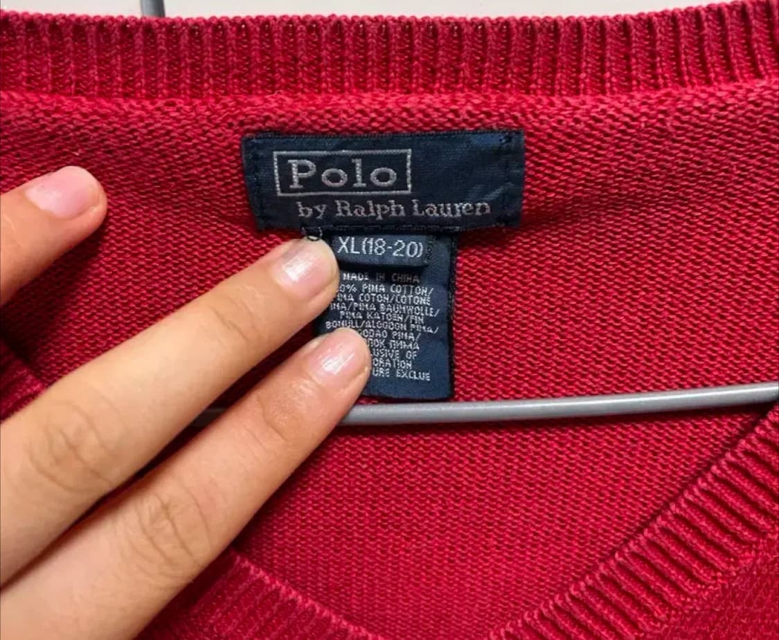 폴로 랄프로렌 레드 브이넥 니트 XL 상품이미지2