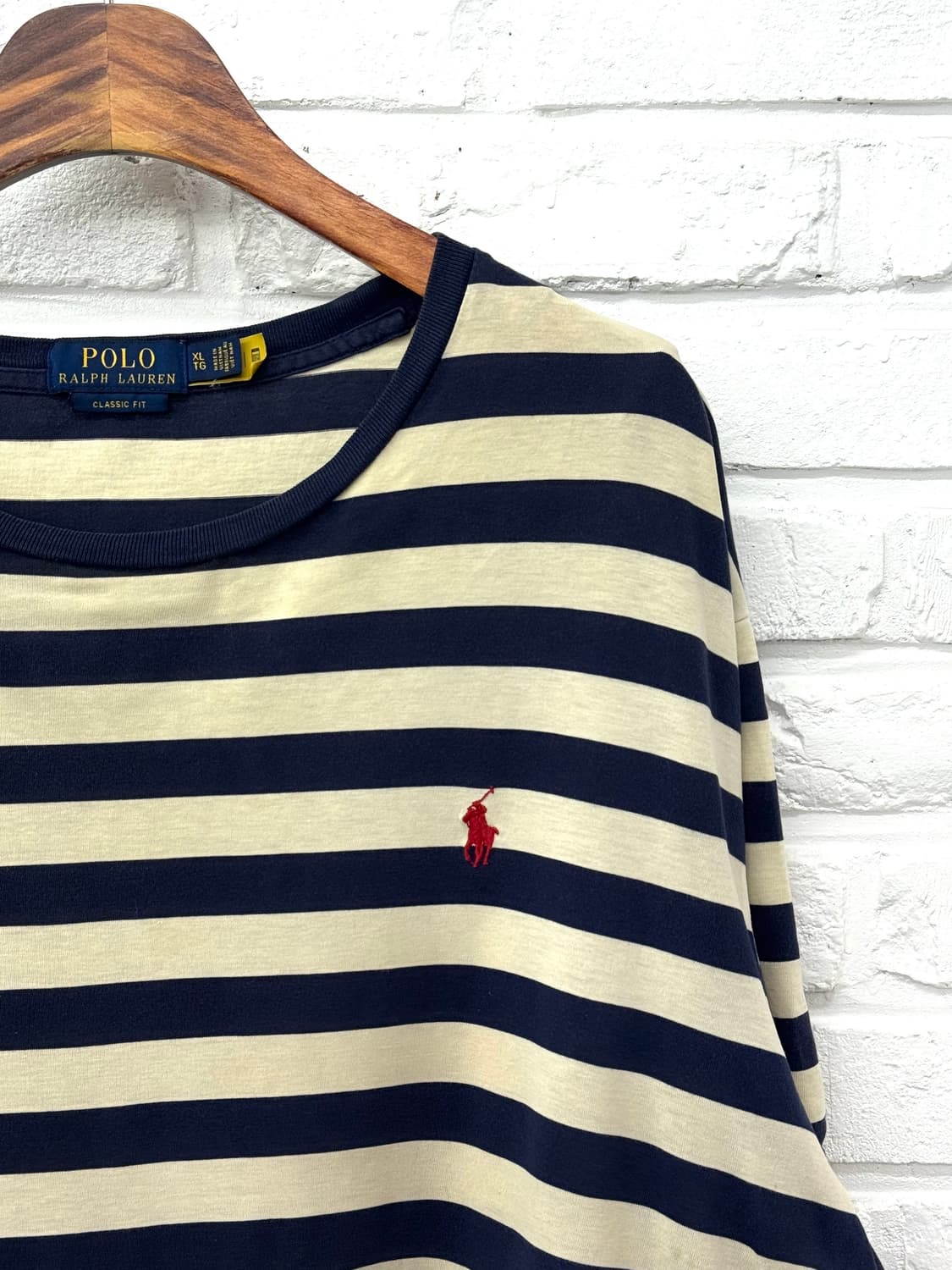 폴로 블루 아이보리 스트라이프 반팔티 상품이미지4