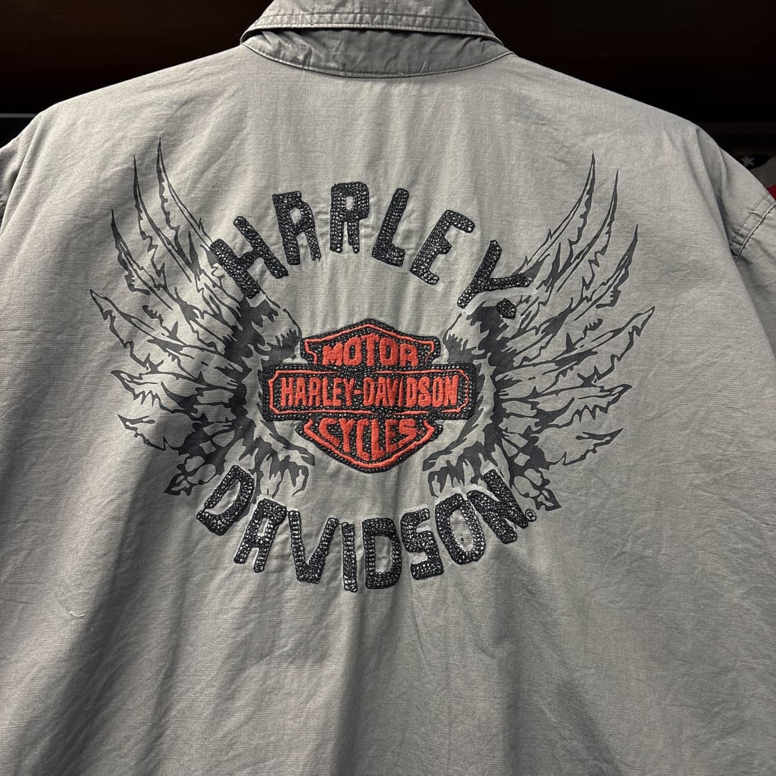 할리데이비슨 H-D 스컬 윙 엠브로이드 코튼트윌 워크셔츠 N1157 상품이미지5
