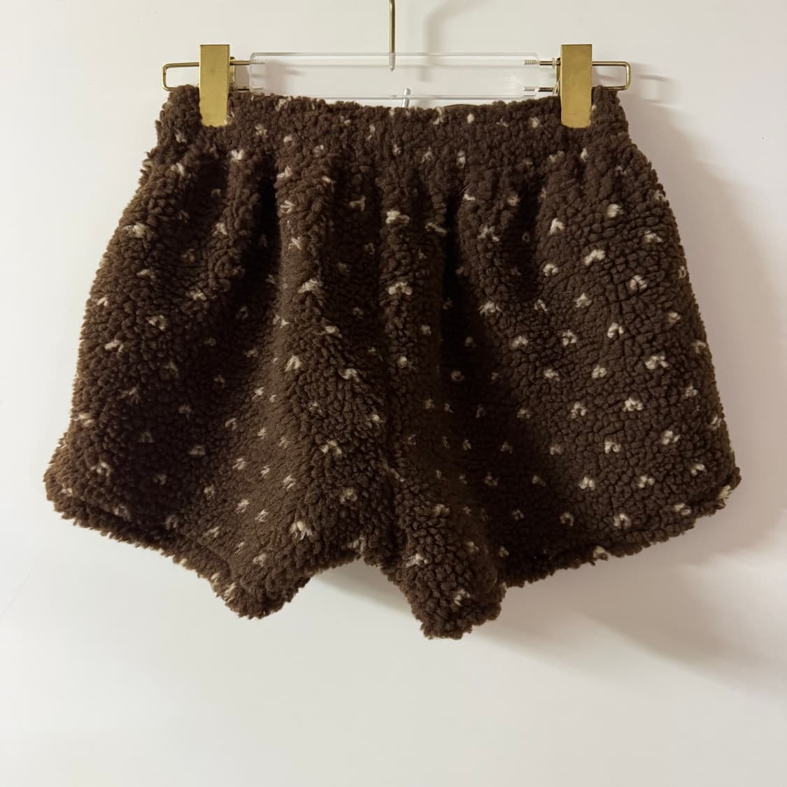 새상품 여자 도트 뽀글이 반바지 (브라운) 상품이미지3
