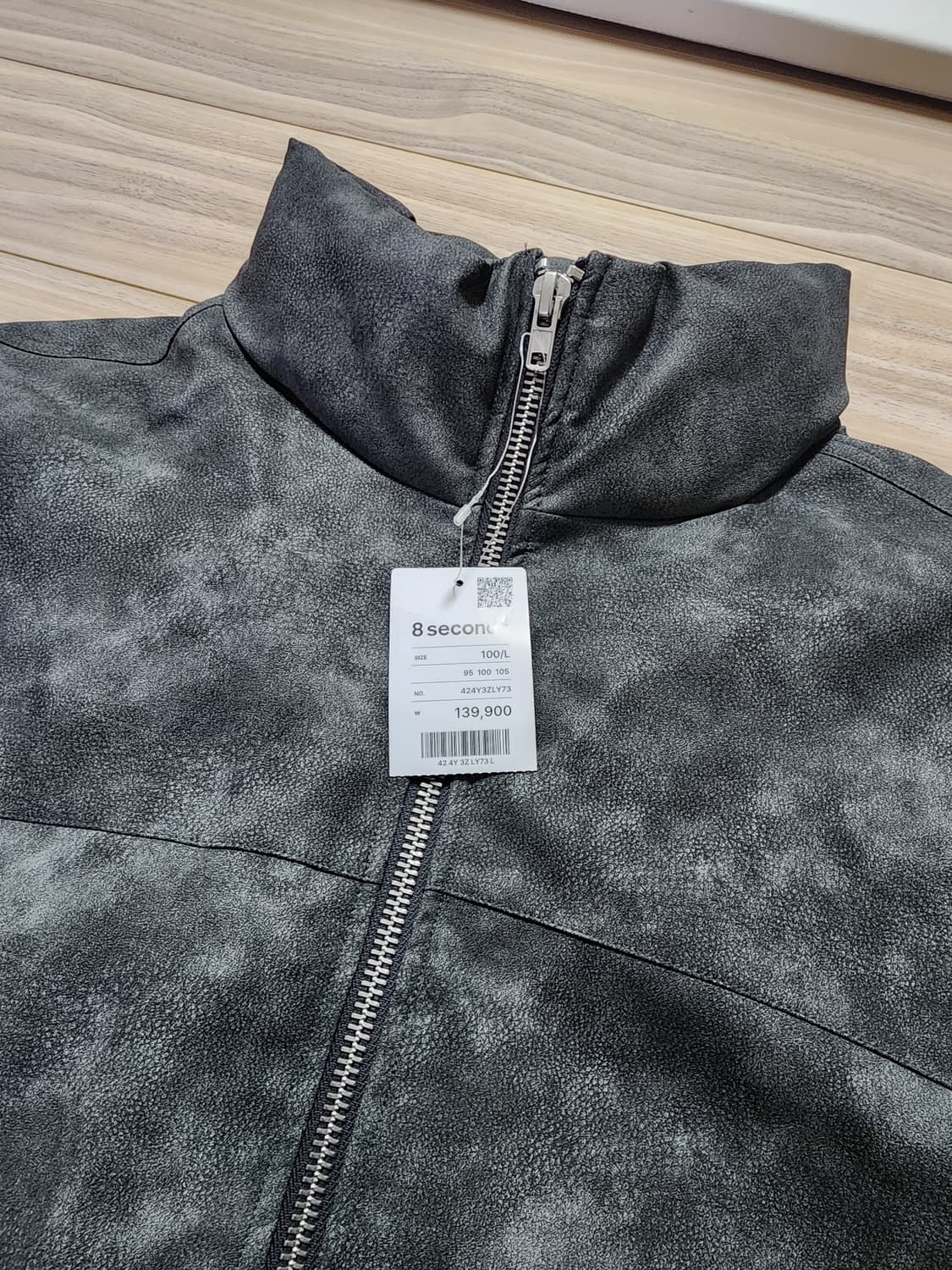 에잇세컨즈레더패딩점퍼L그레이가죽패딩 상품이미지3