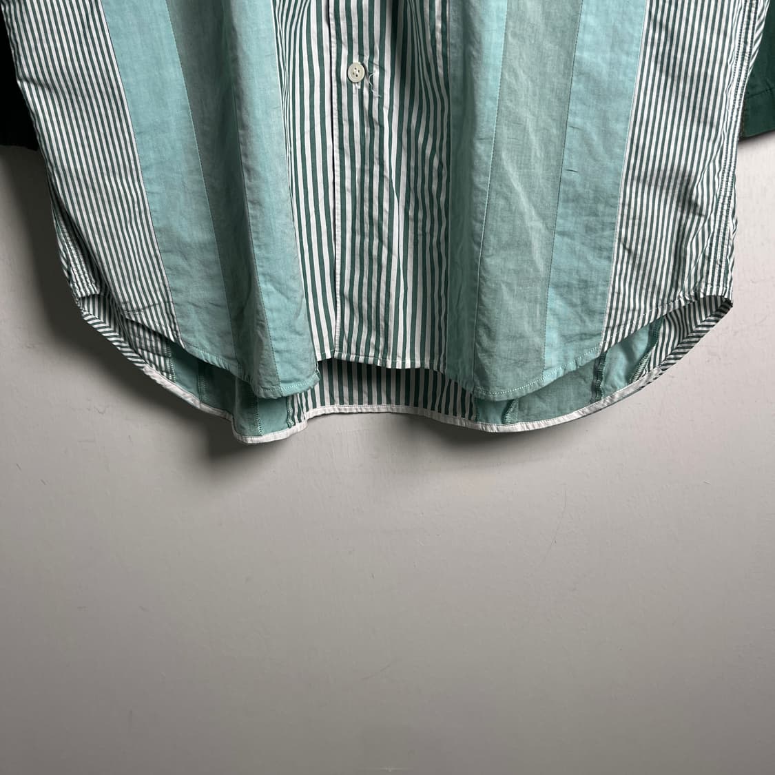 16ss 꼼데가르송 간류 그린 배색 스트라이프 패치워크 셔츠 M 상품이미지6