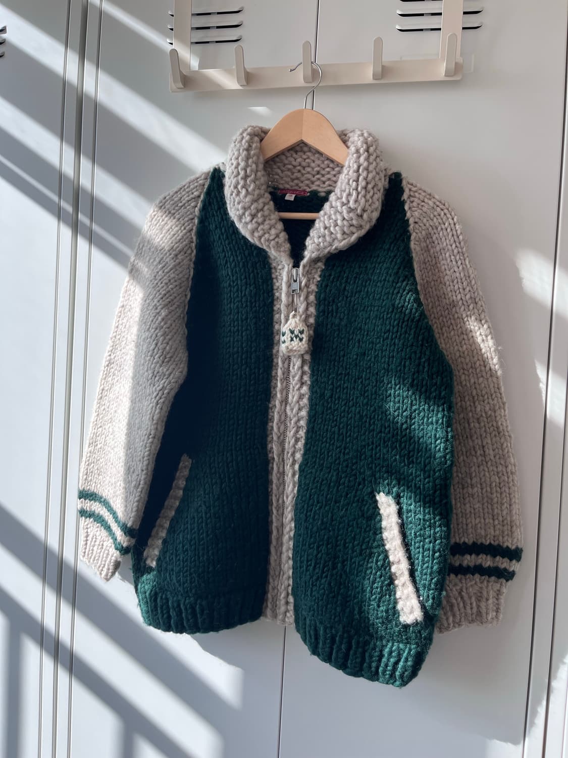 (Rare) 캐나다 종소리 배색 니트 리얼 헤비 코위찬 상품이미지3