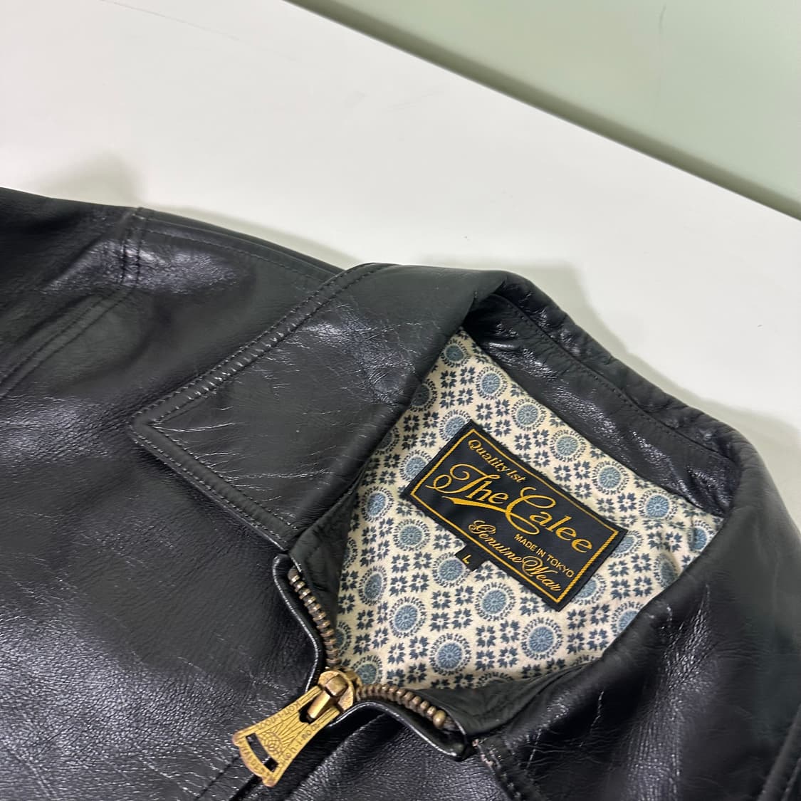 95 L 더칼리 블랙 홀스가죽 말가죽 유광 가죽자켓 상품이미지4