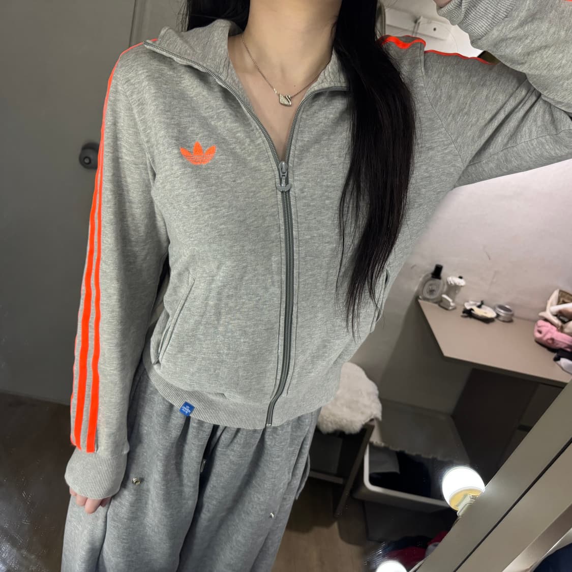 아디다스 불꽃파이어버드 트랙탑 져지 회주 등판포인트 🩶🧡 상품이미지3