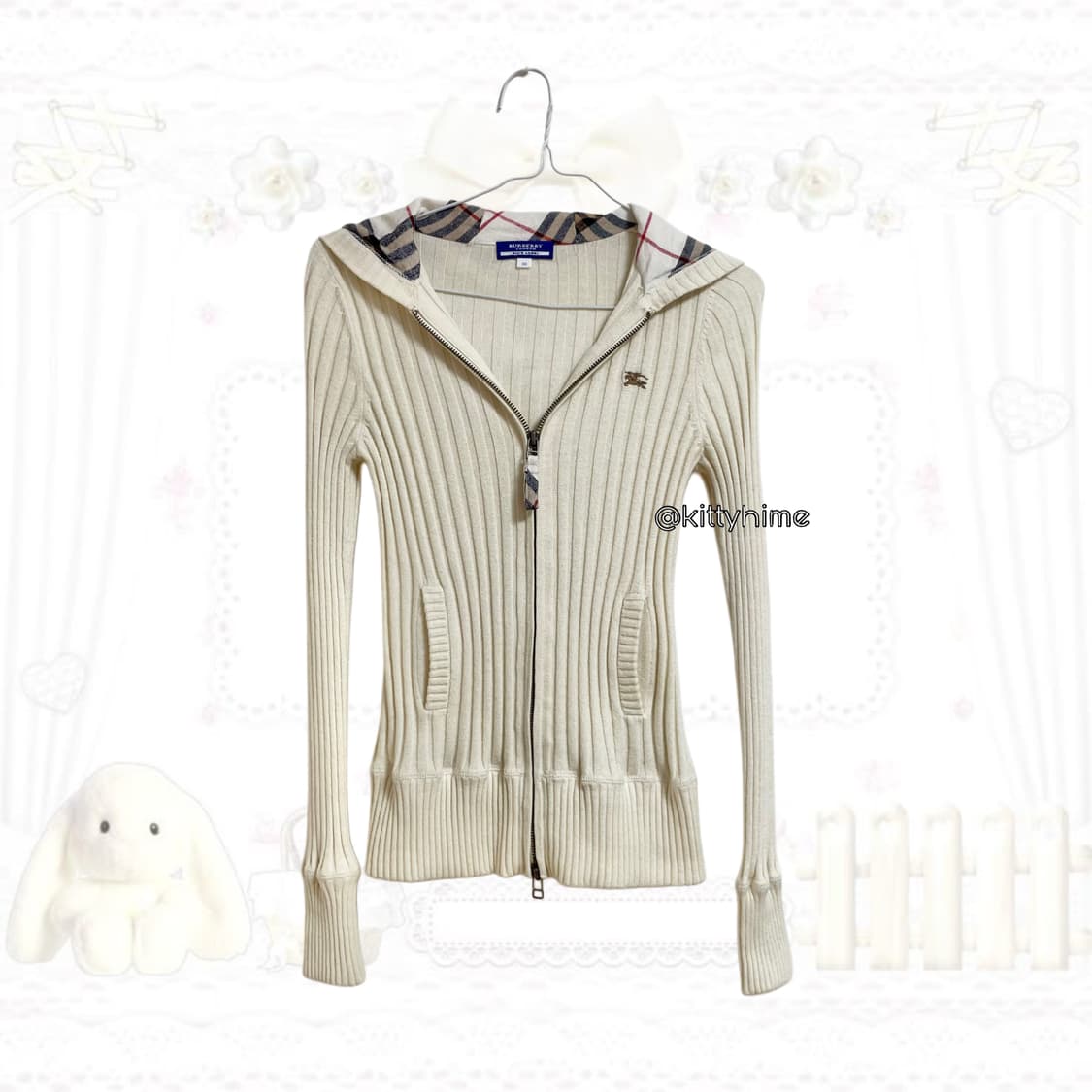 Burberry 버버리 라떼맛 골지 딱붙 후드집업 버버리골지 버버리후드 상품이미지6